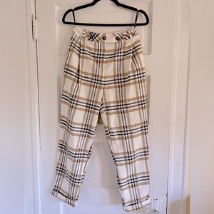 Topshop High-Rise Plaid Tapered Ankle Pants/Trousers